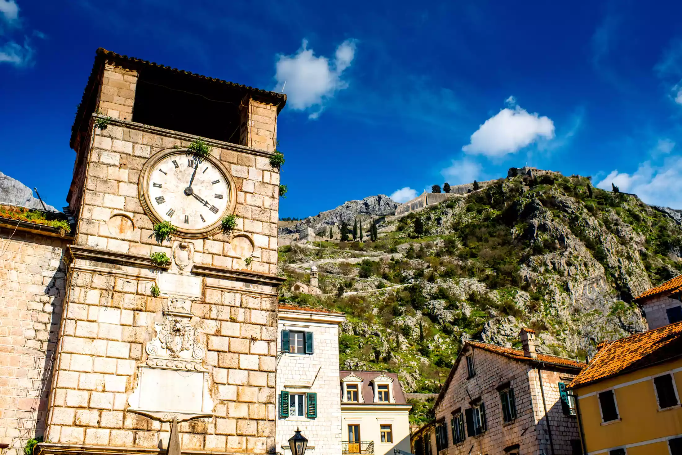The Clock Tower in Old Town Kotor in Montenegro