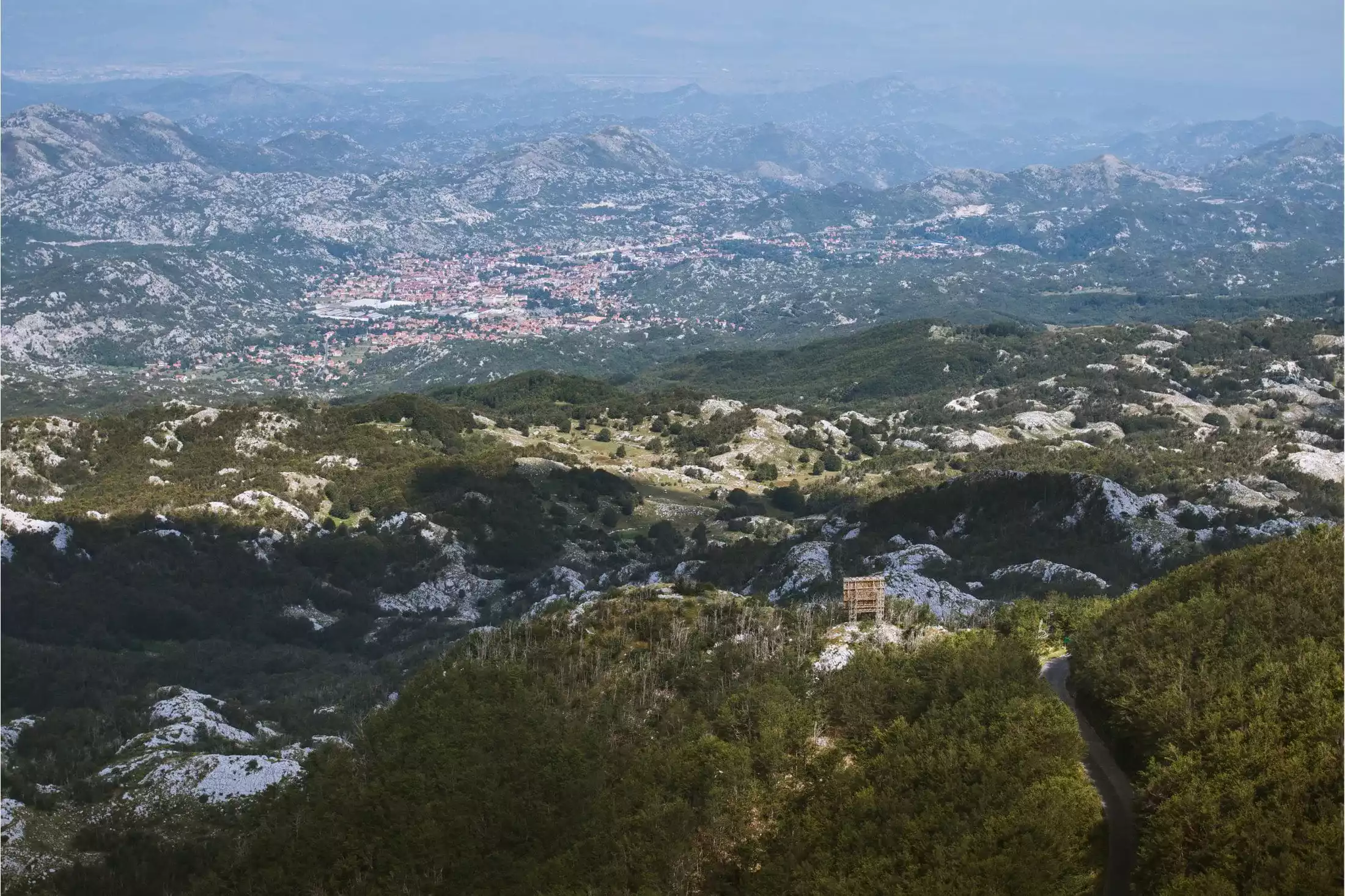 Cetinje, as can be seen from a top Lovćen