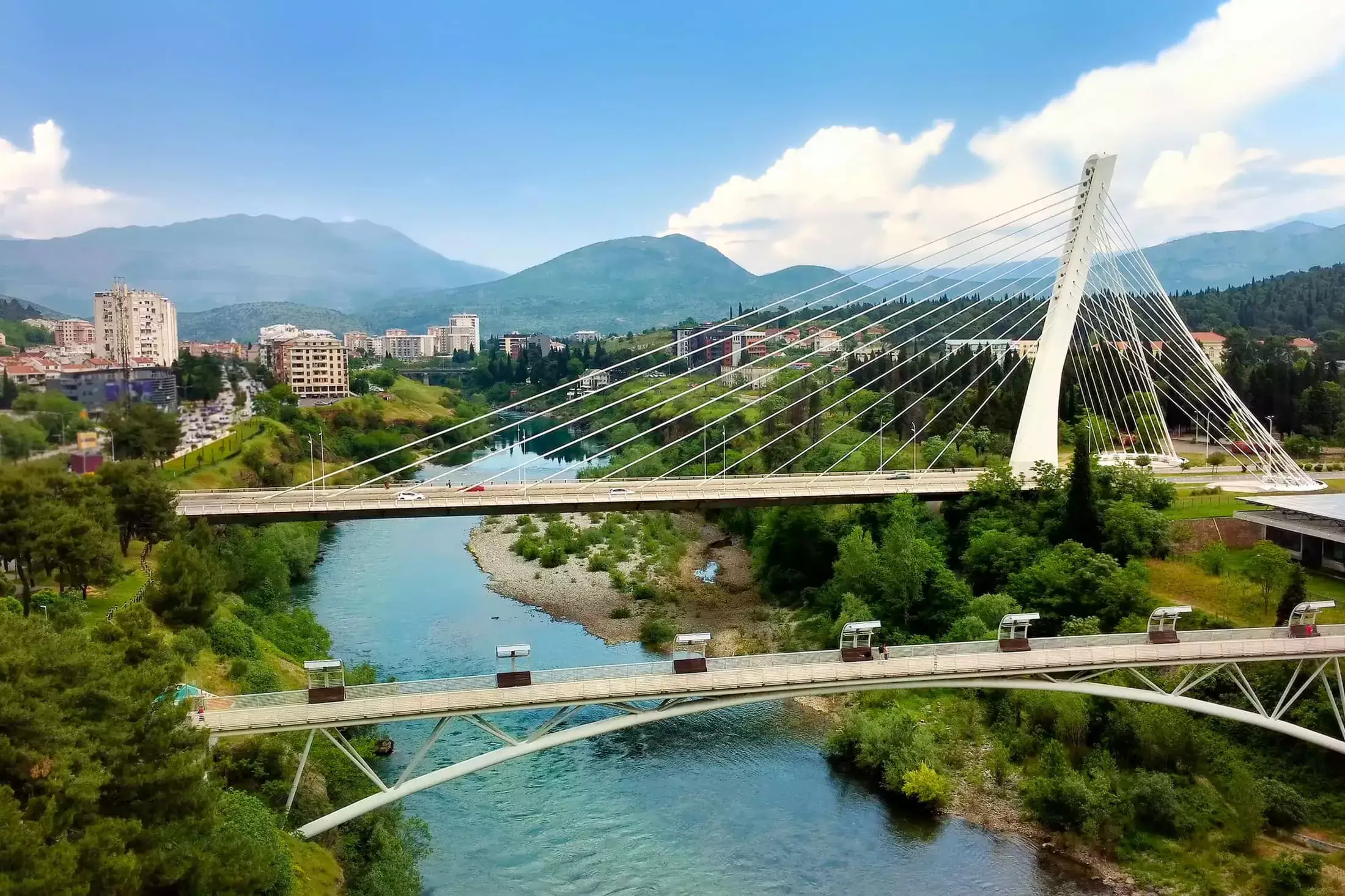Millennium bridge over Morača River